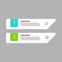 Minimal Business Infographics template. Timeline with 2 steps, options and marketing icons . vector