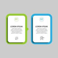 Minimal Business Infographics template. Timeline with 2 steps, options and marketing icons . vector