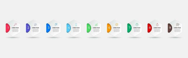 Vector Infographic design business template with icons and 9 options or steps