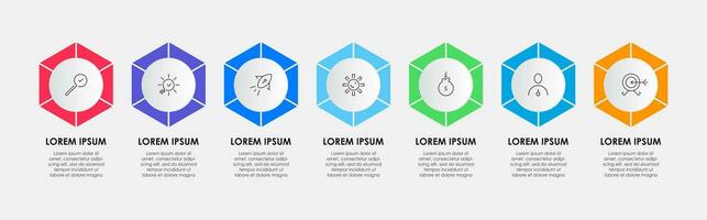 vector infografía diseño negocio modelo con íconos y 7 7 opciones o pasos.