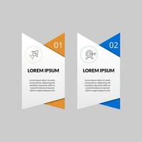 Minimal Business Infographics template. Timeline with 2 steps, options and marketing icons . vector