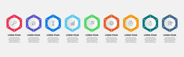 Vector Infographic design business template with icons and 9 options or steps