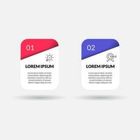 Minimal Business Infographics template. Timeline with 2 steps, options and marketing icons . vector