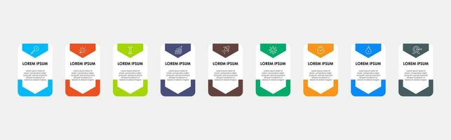 Vector Infographic design business template with icons and 9 options or steps