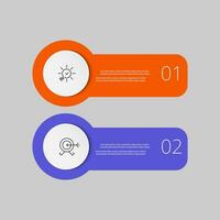 Minimal Business Infographics template. Timeline with 2 steps, options and marketing icons . vector