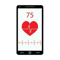 Pulse on smartphone application. Vector heart rate app, illustration of mobile health monitoring