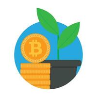 Growth and development ico start up. Begin new project, stack and pot. Vector illustration