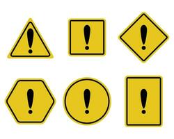 Exclamation and warning sign set. Attention triangle safety symbol of set, caution and alert. Vector illustration