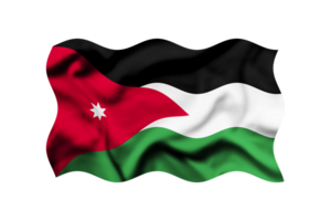 agitando bandiera di Giordania isolato su trasparente, 3d rendering, ritaglio sentiero incluso png