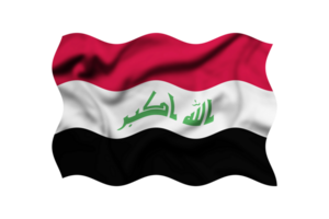 The flag of Iraq is waving in the wind isolated on transparent. 3d rendering. Clipping Path Included png