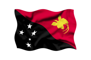 Waving the flag of PAPUA NEW GUINEA on a transparent background. 3d rendering. Clipping Path Included png