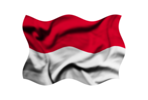 The flag of Indonesia is waving in the wind on a transparent background. 3d rendering. Clipping path included png