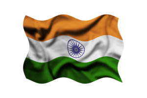 The flag of India is waving in the wind on a transparent background. 3d rendering. Clipping path included png