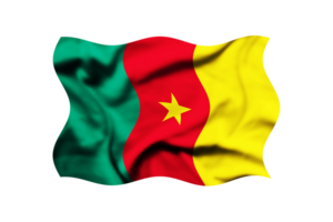 Waving the flag of Cameroon isolated on a transparent background, Clipping path included png