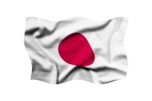 The waving flag of Japan is isolated on transparent with clipping path. Clipping Path Included png