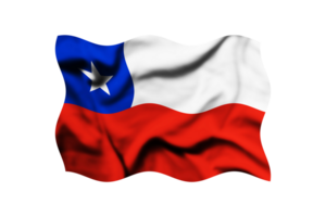 The flag of Chile is waving in the wind on a transparent background. 3d rendering. Clipping path included png