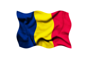 The flag of CHAD is waving in the wind on a transparent background. 3d rendering. Clipping path included png