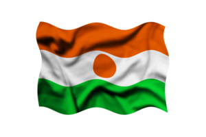 Waving the flag of NIGER on a transparent background. 3d rendering. Clipping Path Included png