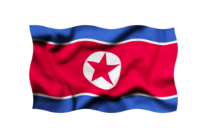 Waving the flag of NORTH KOREA on a transparent background. 3d rendering. Clipping Path Included png