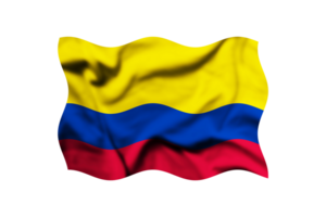 The flag of Colombia blowing in the wind isolated on a transparent background. 3d rendering. Clipping path included png