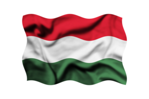 The flag of Hungary is waving in the wind isolated on a transparent background. 3d rendering. Clipping path included png