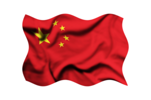 The flag of China blowing in the wind isolated on a transparent background. 3d rendering. Clipping path included png