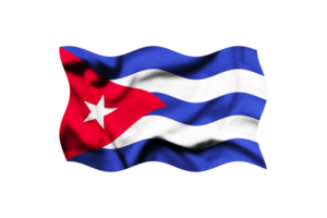 Cuba acenando bandeira isolado em transparente fundo. 3d ilustração. recorte caminho incluído png