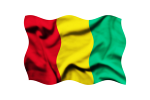 Waving flag of Guinea isolated on transparent, 3d rendering. Clipping path included png