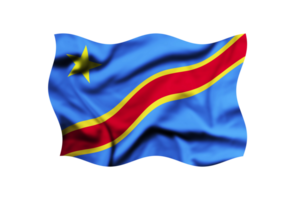 The flag of the Democratic Republic of the Congo waving in the wind isolated on a transparent background, Clipping path included png