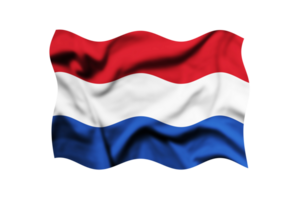 Waving the flag of NETHERLANDS on a transparent background. 3d rendering. Clipping Path Included png