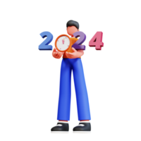 3D Character New Year Male Illustration png