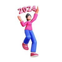 3D Character New Year Female Illustration png