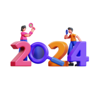 3D Character New Year Couple Illustration png