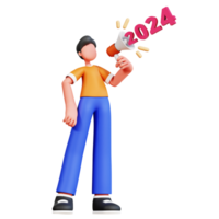 3D Character New Year Male Illustration png