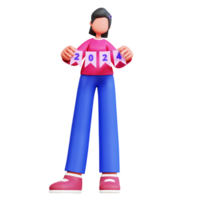 3d personnage Nouveau année femelle illustration png