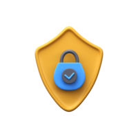 Security lock icon. Security symbol 3d render png