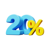 20 per cento via saldi. sconto offrire prezzo etichetta. speciale offrire saldi. 3d rendere png