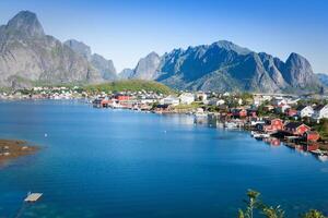 Scenic town of Reine on Lofoten islands in Norway photo