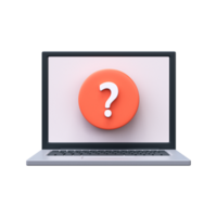 FAQ concept. Laptop icon with question mark in 3D style png