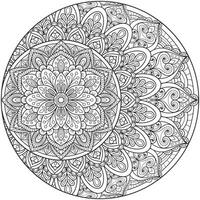 Mandala flower for adult coloring book. vector