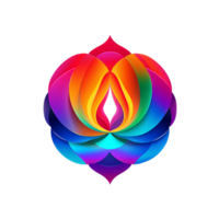 an abstract rainbow colored flower on a transparent background png