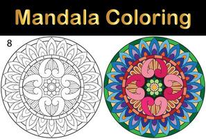 Mandala flower for adult coloring page vector