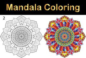 Mandala flower for adult coloring page vector