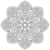 Mandala flower for adult coloring book. vector