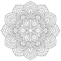 Mandala flower for adult coloring book. vector