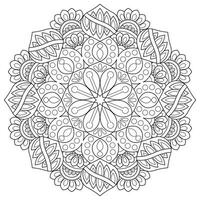 Mandala flower for adult coloring book. vector