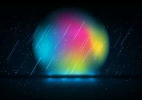 Abstract retro futuristic background with holographic liquid sphere vector