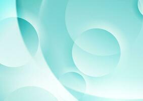 Cyan blue waves and glossy circles abstract geometric background vector