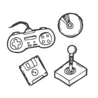 Set of retro video game doodle vector