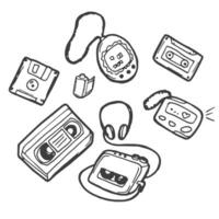 retro gadget technology device icons set vector. vector